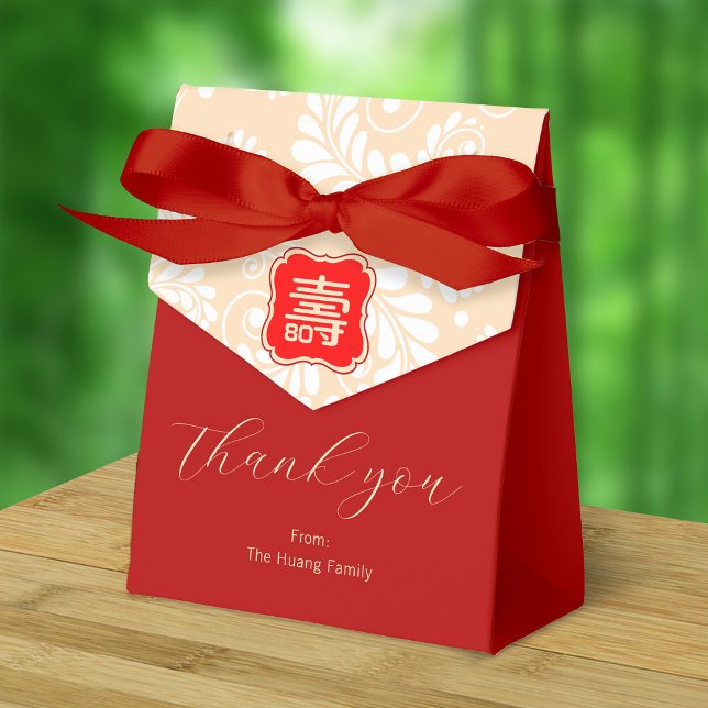 Chinese Longevity Birthday (99 & younger) Red Favour Box (Red Ribbon is not included)