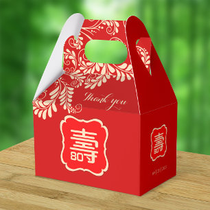 Chinese Longevity Birthday (99 & younger) - Red Favour Box
