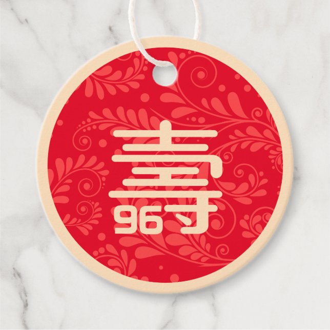 Chinese "Longevity" Birthday Tag (any age) (Front)