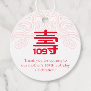 Chinese "Longevity" Birthday Tag (for 100 and up)