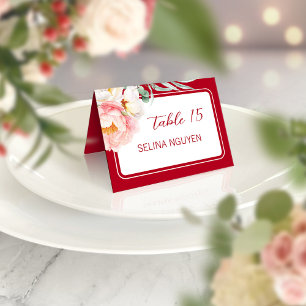 Chinese Longevity Peony Birthday Place Card