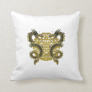 Chinese Longevity Symbol Dragons Cushion