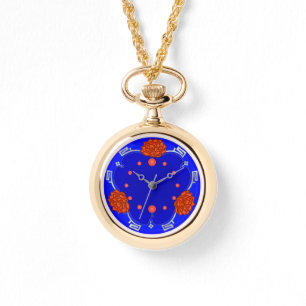 Chinese Lotus Blossom (Red, Royal Blue, Silver) Watch