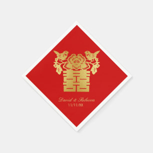 Chinese Love Birds Double Happiness Symbol Napkin