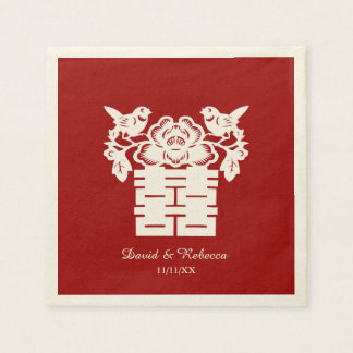 Chinese Love Birds Double Happiness Symbol Napkin