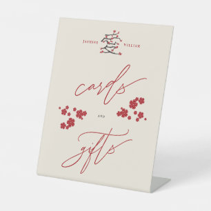 Chinese Love Red Cherry Blossoms Cards & Gifts Pedestal Sign