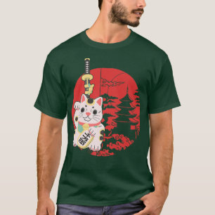 Chinese lucky cat with samurai sword in China (2) T-Shirt