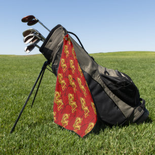 Chinese Lucky Gold Dragon Golf Towel