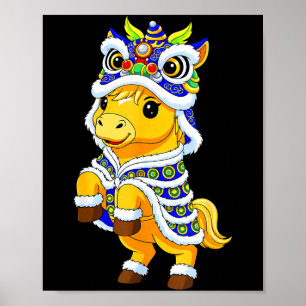 Chinese Lunar New Year 2026 Lion Dance Cute Horse Poster