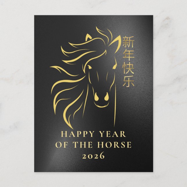 Chinese Lunar New Year 2026, Year Of The horse Holiday Postcard (Front)