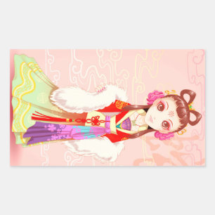 Chinese Lunar New Year Cute Festival Girl Sticker