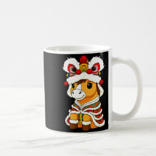 Chinese Lunar New Year Lion Dance Cute Horse China Coffee Mug