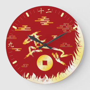 Chinese Lunar New Year of the Horse 2026 4724 Fire Large Clock