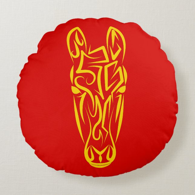 Chinese Lunar New Year of the Horse 2026 4724 Fire Round Cushion (Front)