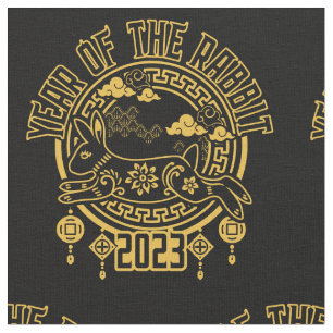 Chinese Lunar New Year of the Rabbit Fabric