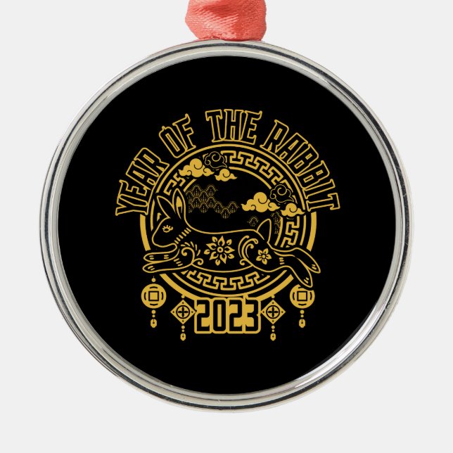Chinese Lunar New Year of the Rabbit Metal Ornament (Front)
