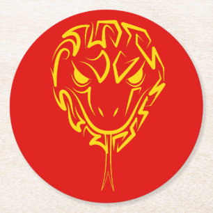 Chinese Lunar New Year of the Snake 2025 4723 Wood Round Paper Coaster