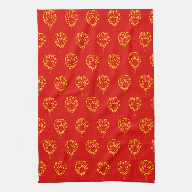 Chinese Lunar New Year of the Snake 2025 4723 Wood Tea Towel (Vertical)
