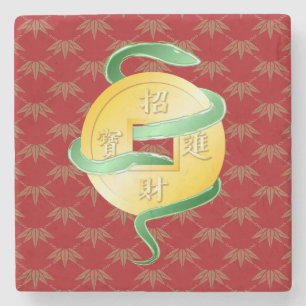 Chinese Lunar New Year of the Snake 2025 Wealth Stone Coaster