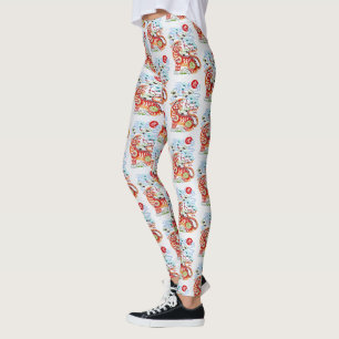 Chinese Lunar New Year of Tiger Papercut Pattern Leggings