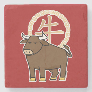 Chinese lunar New Year Ox bull lucky money Stone Coaster