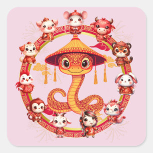 Chinese Lunar New Year Snake Design 1 Square Sticker