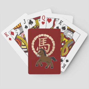 Chinese Lunar Year of the Horse with Golden Zodiac Playing Cards