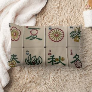 Chinese mahjong flower tile pillow
