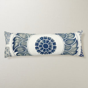 Chinese Medallion: Indigo Blue Chinoiserie Body Cushion