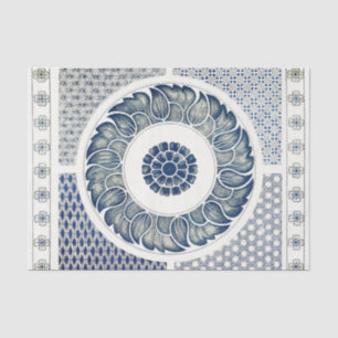 Chinese Medallion: Indigo Blue Chinoiserie Tissue Paper