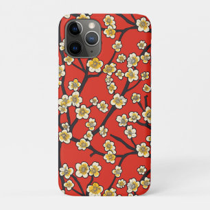 Chinese Meihua White Plum Blossom Crimson Pattern iPhone 11 Pro Case