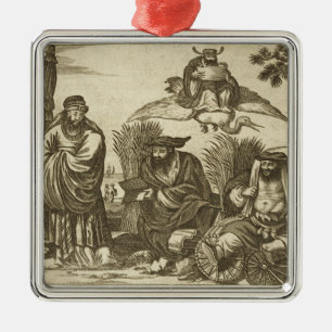 Chinese Merchants Consulting Fortune Tellers to En Metal Ornament