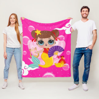 Chinese Mermaid girl Fleece Blanket