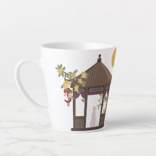 Chinese Mid-Autumn Moon Cat in Traditional Pavilio Latte Mug
