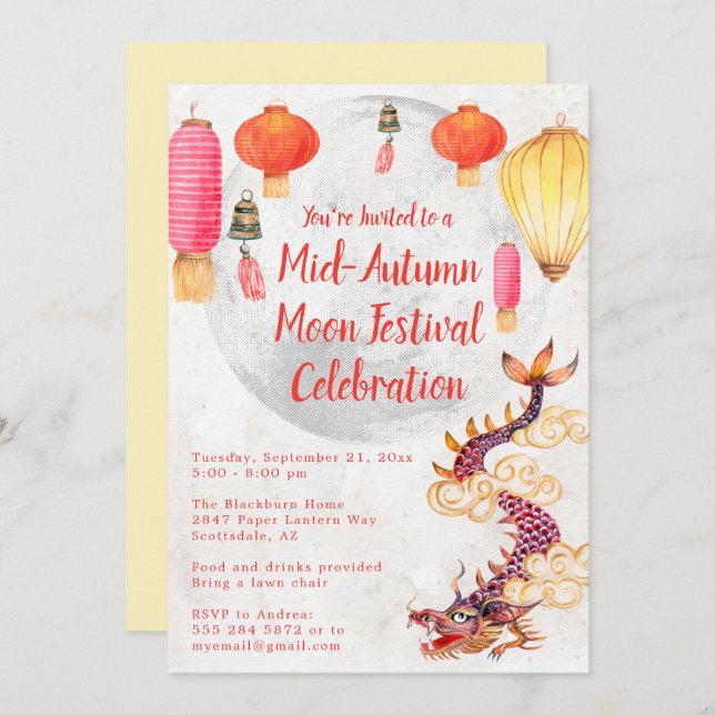 Chinese Mid Autumn Moon Festival Invitation (Front/Back)