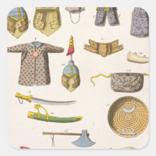 Chinese military arms and apparel, illustration fr square sticker