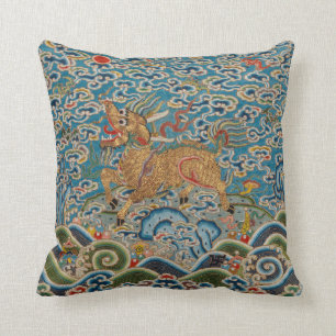 Chinese Military Rank Badge with Stylised Animal Cushion
