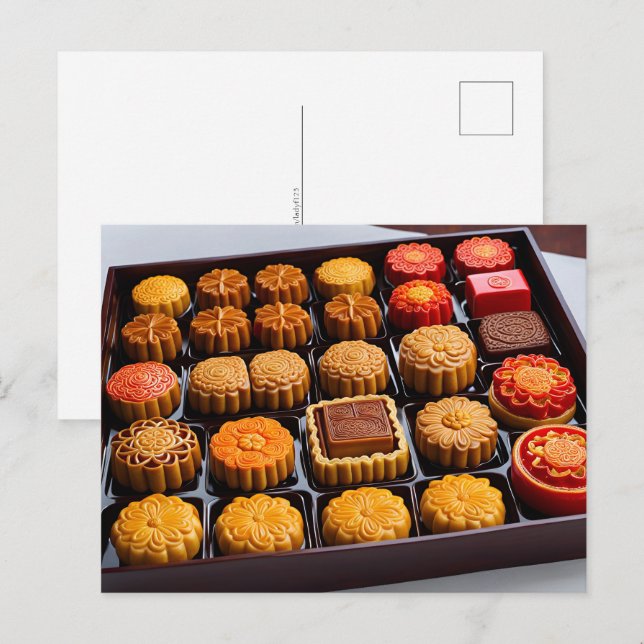 Chinese mooncakes, Postcrossing Postcard (Front/Back)