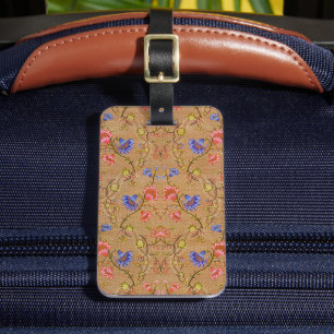 Chinese Nanjing Imperial Red-Gold Brocade Luggage Tag
