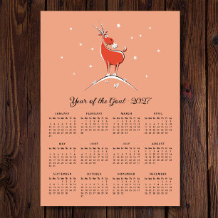 Chinese New Lunar Year Zodiac Goat 2027 Calendar