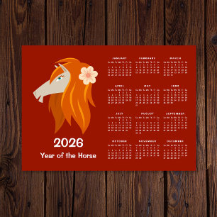Chinese New Lunar Year Zodiac Horse 2026 Calendar
