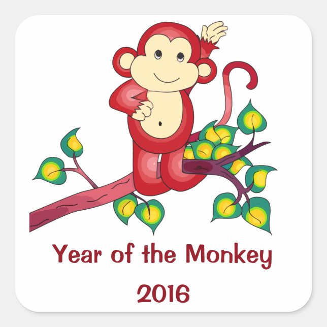 Chinese New Year 2016 Red Monkey Stickers (Front)