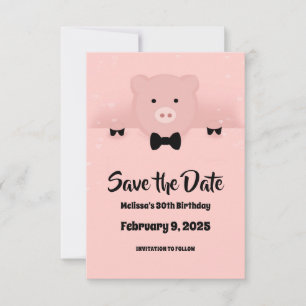 Chinese New Year 2019 Earth Pig in a Bow Tie Invitation
