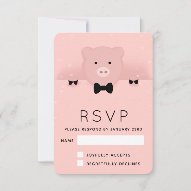 Chinese New Year 2019 Earth Pig in a Bow Tie RSVP (Front)