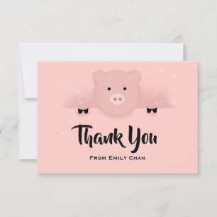 Chinese New Year 2019 Earth Pig in a Bow Tie Thank You Card