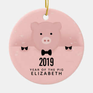 Chinese New Year 2019 Year of the Pig Ceramic Ornament