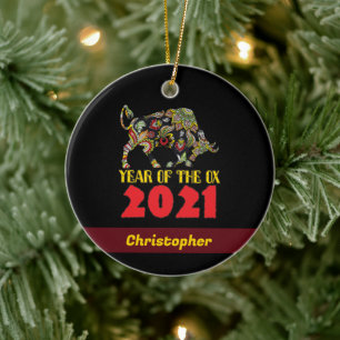 Chinese New Year 2021 - Year Of The Ox Ceramic Ornament