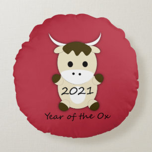 Chinese New Year 2021 Year of the ox Round Cushion
