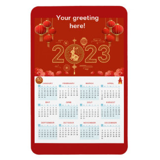 Chinese New Year 2023 Rabbit calendar Card Magnet