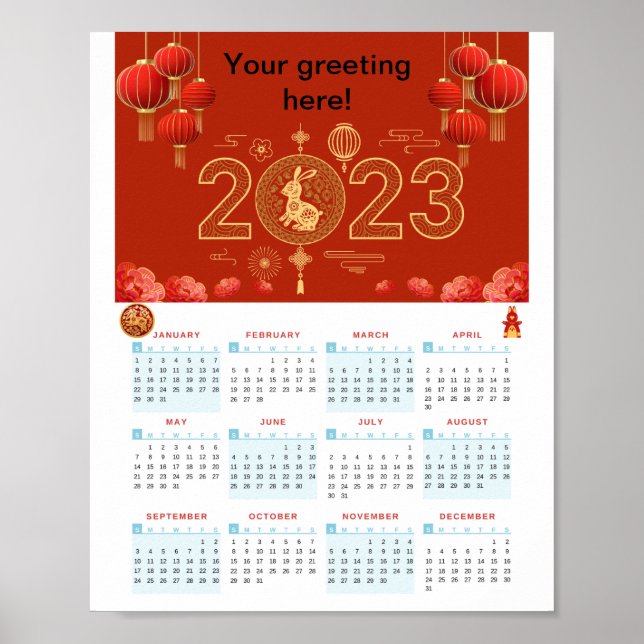 Chinese New Year 2023 Rabbit calendar Poster (Front)